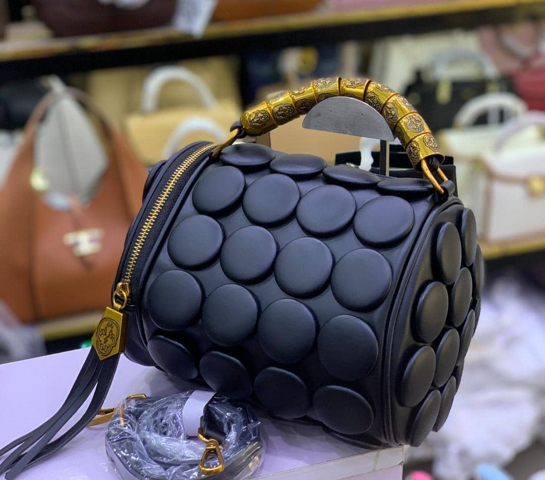 Luxury Studded Round Barrel Crossbody Bag