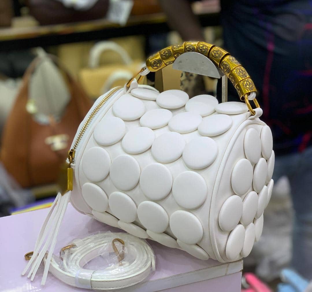 Luxury Studded Round Barrel Crossbody Bag