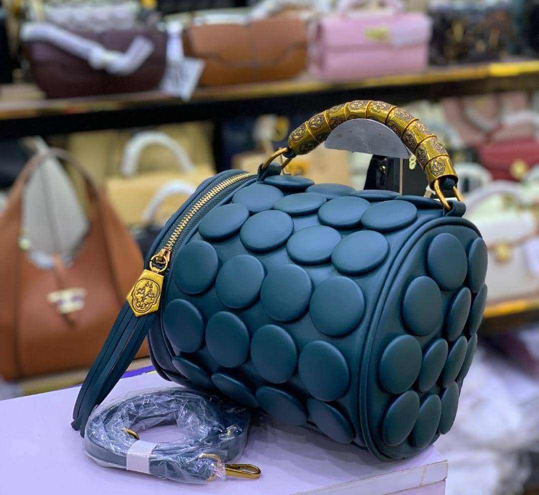 Luxury Studded Round Barrel Crossbody Bag