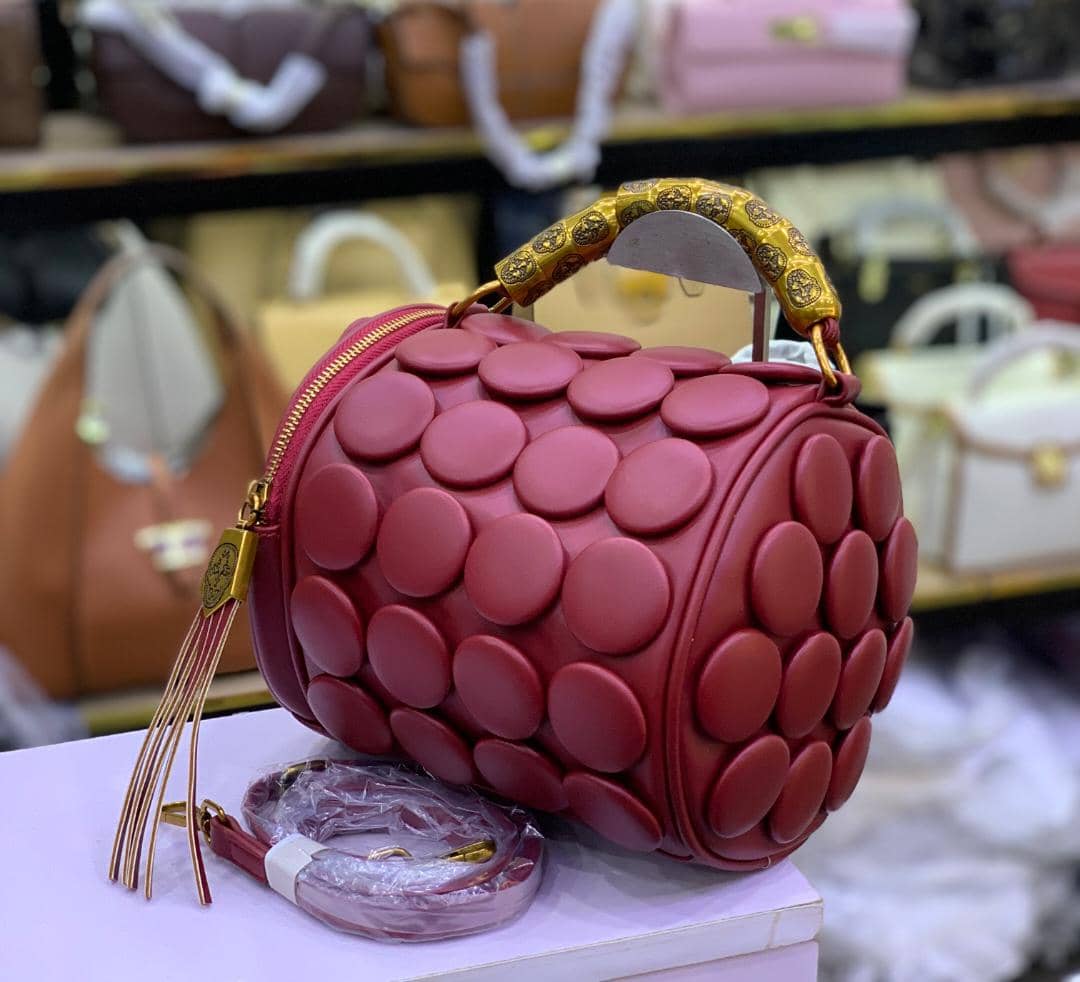Luxury Studded Round Barrel Crossbody Bag