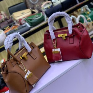 BROWN AND RED PADLOCKED DESIGNED BAG
