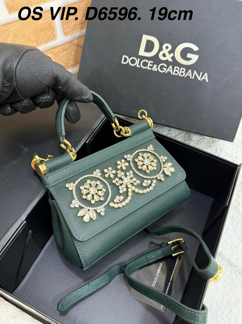 DOLCE&GABANA GOLDEN DESIGNED GREEN HANDBAG