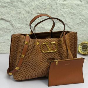 Valentino Garavani VLogo Signature Raffia Tote Bag