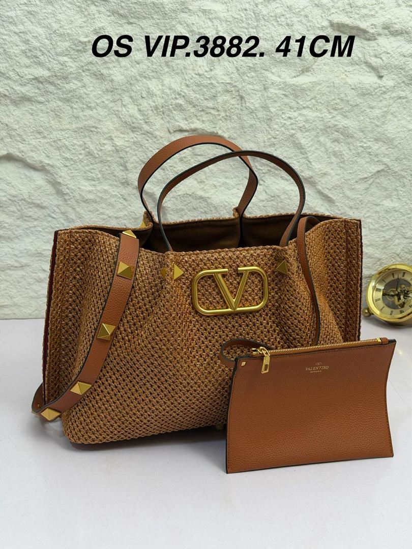 Valentino Garavani VLogo Signature Raffia Tote Bag